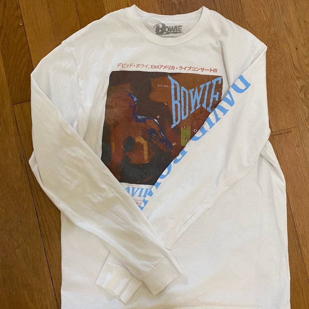 COPY - David Bowie white long sleeve shirt size M.